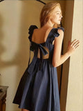 Vestido corto con nudo de lazo en la espalda - Claudia
